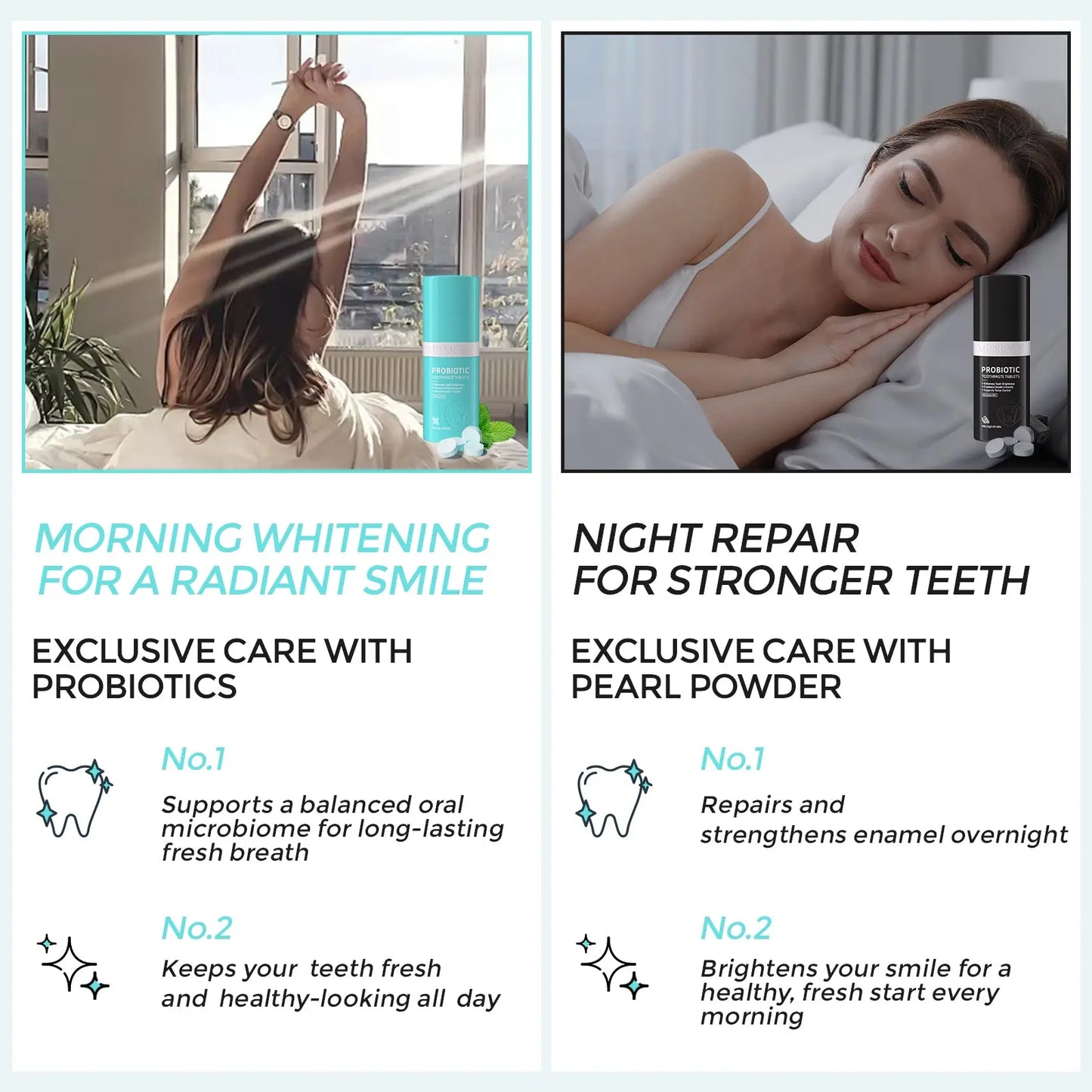 MISSICEY Toothpaste Tablets – Fluoride-Free,   Whitening – Natural, Eco-Friendly Travel Tabs