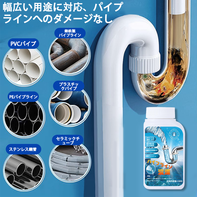 Powerful Pipe Dredging Agent for Kitchen & Toilet Pipelines - Dissolves 200+ Blockages & Kills 99% of Bacteria - Safe for All Pipes & Garbage Disposals - Household