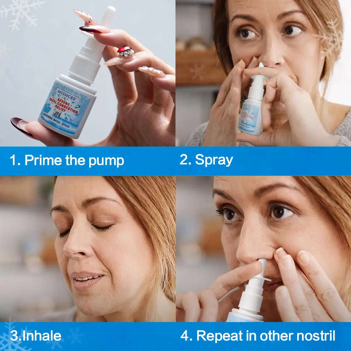 MISSICEY Nasal Spray Decongestant | Cooling Menthol Flavor | Powerful Essential Oil | Breathe In Life Carrier & Essential Oils,for nic | sleep