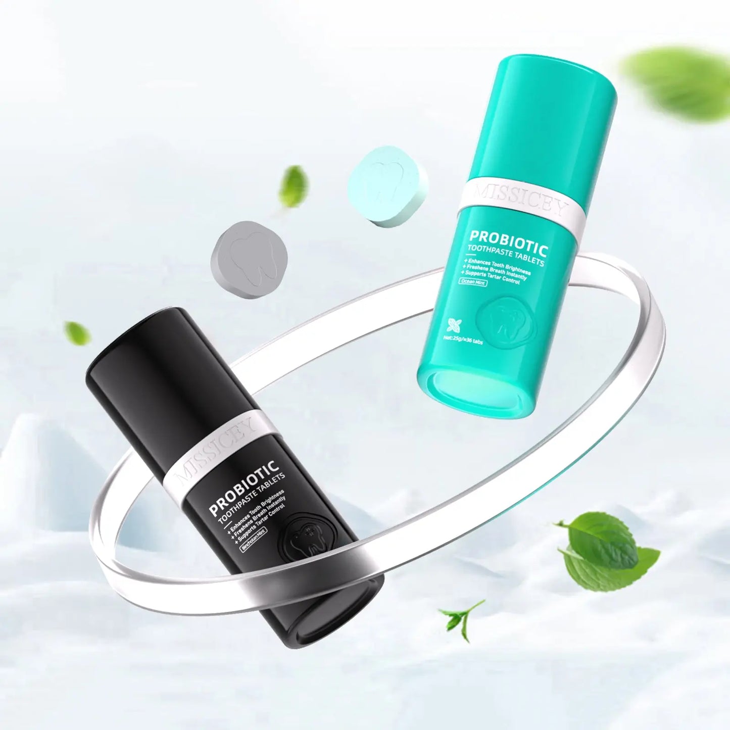 MISSICEY Toothpaste Tablets – Fluoride-Free,   Whitening – Natural, Eco-Friendly Travel Tabs