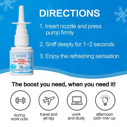 MISSICEY Nasal Spray Decongestant | Cooling Menthol Flavor | Powerful Essential Oil | Breathe In Life Carrier & Essential Oils,for nic | sleep
