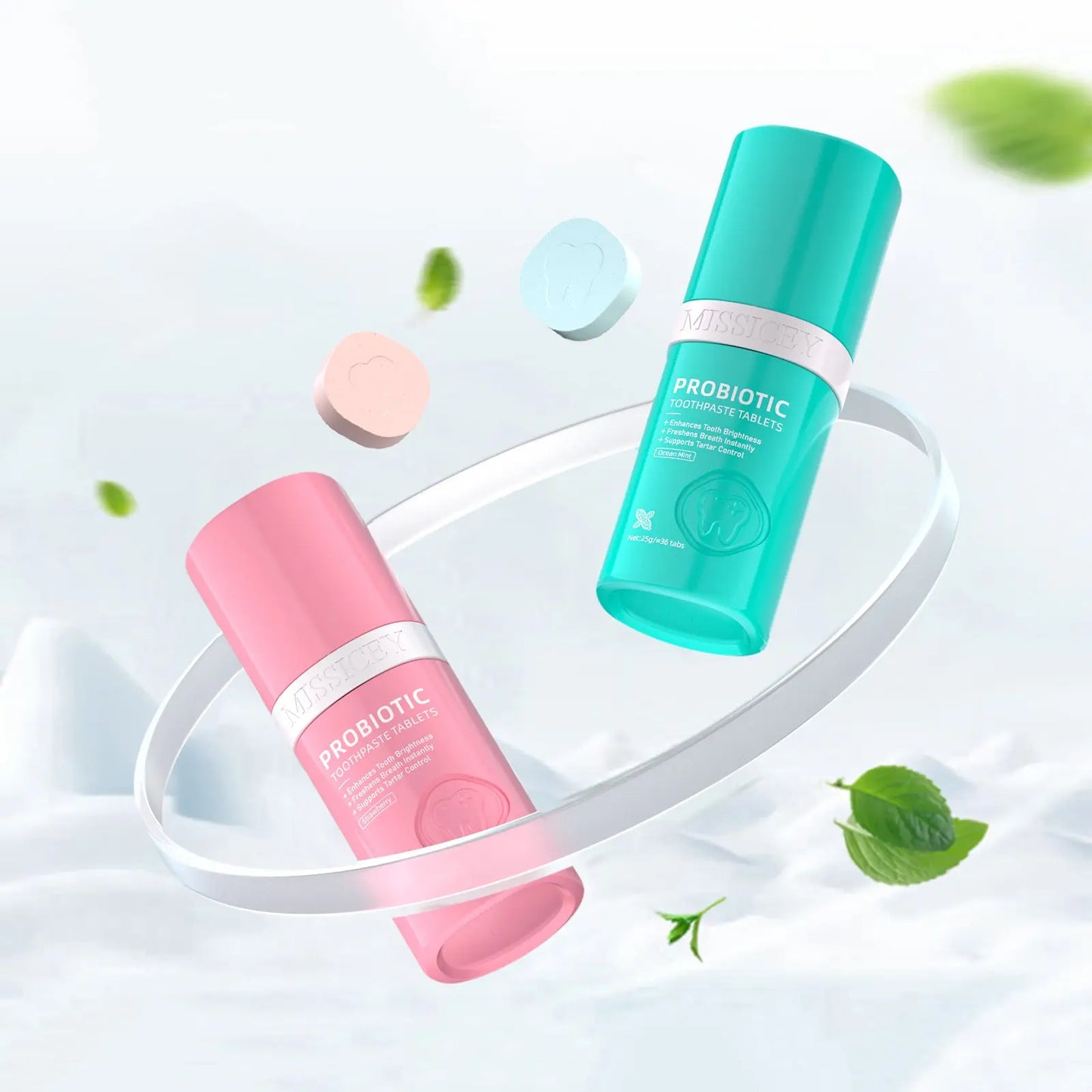 MISSICEY Toothpaste Tablets – Fluoride-Free,   Whitening – Natural, Eco-Friendly Travel Tabs